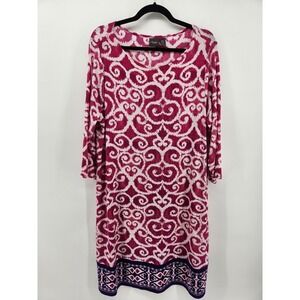Travelers by‎ Chico's Dress 3/4 Sleeve Purple White Patterned Size 3P / US XLP